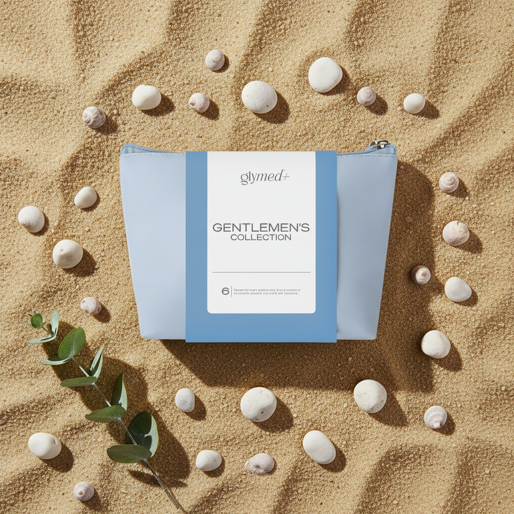 Gentlemen's Collection bag flat lay on sand